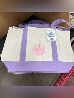 Trader Joes Lavender Tote Bag-Large